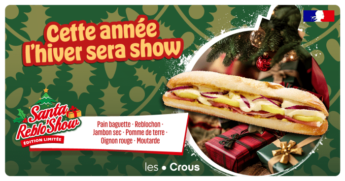 En décembre, découvrez le sandwich Reblo'Show en édition limitée ! 1 CROUS EDITIONS LIMITEES LE SANTA REBLOSHOW EXE RVB 1200x630