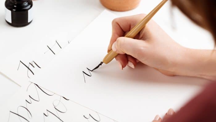 girl writing calligraphy postcards art design 1