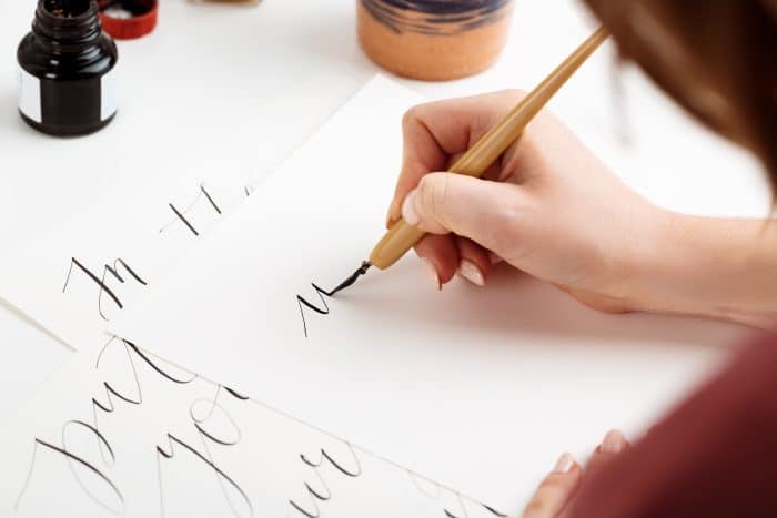 girl writing calligraphy postcards art design 1